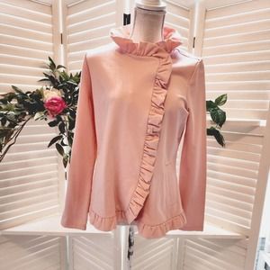 MATILDA JANE LIGHT PINK RUFFLE JACKET WITH POCKETS SNAP CLOSE SIZE MED